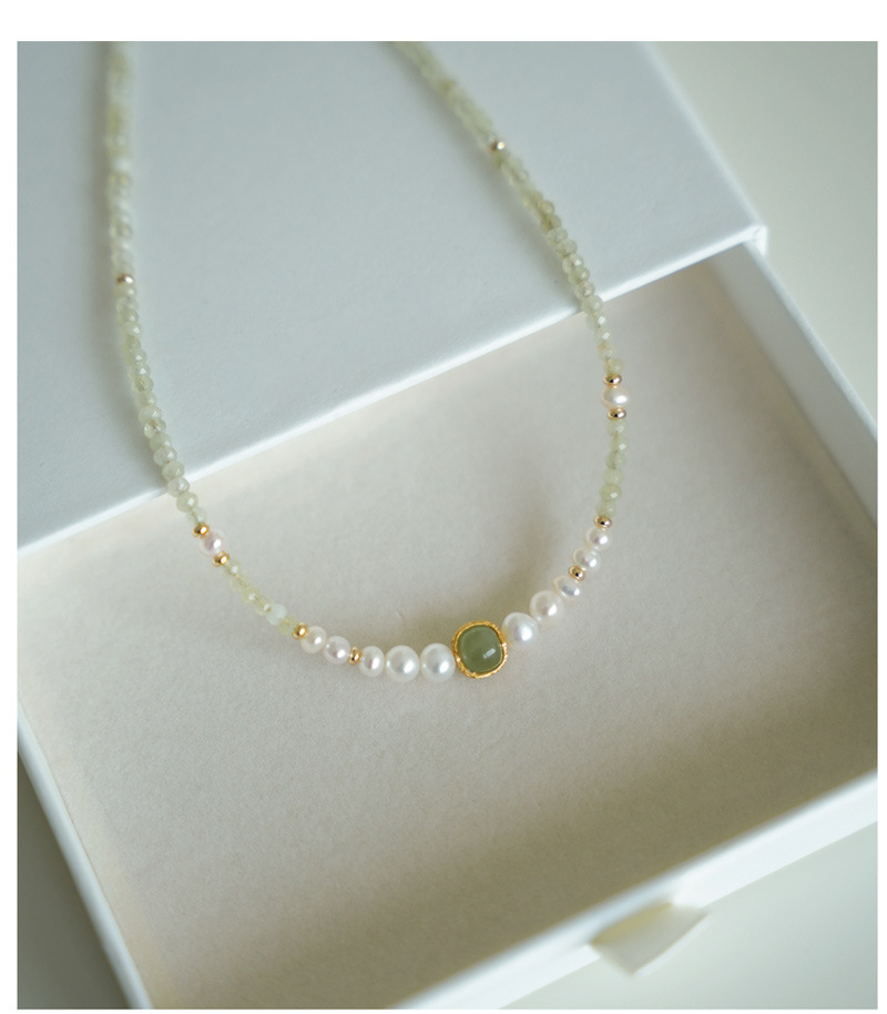 Moon Over Mountain Stream — Jade, Chalcedony & Pearl Necklace