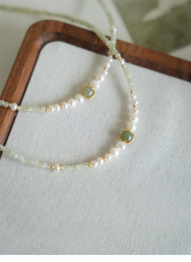 Moon Over Mountain Stream — Jade, Chalcedony & Pearl Necklace