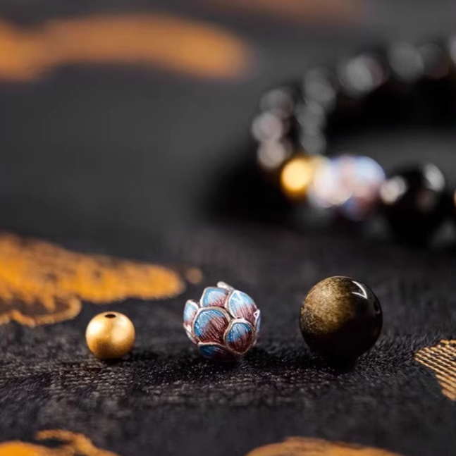 Blessed Lotus · Obsidian Bracelet