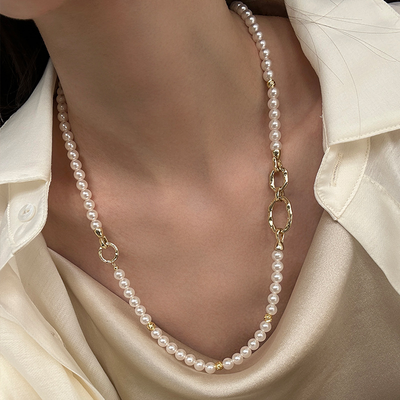 đ„ă4 in 1ăPearl Necklace & Bracelet Set â White/Grey Pearls, 6mm | Layered Look, Elegant, Womenâs Gift