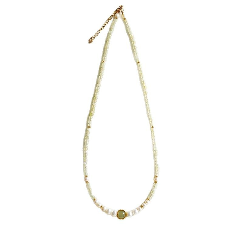 Moon Over Mountain Stream — Jade, Chalcedony & Pearl Necklace