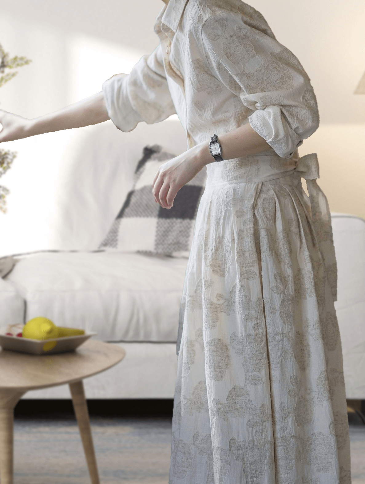 Botanical Textured Linen-Cotton Two-Piece Set