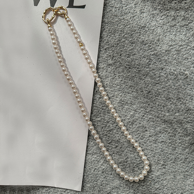 đ„ă4 in 1ăPearl Necklace & Bracelet Set â White/Grey Pearls, 6mm | Layered Look, Elegant, Womenâs Gift