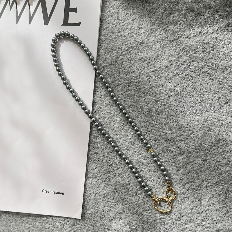 đ„ă4 in 1ăPearl Necklace & Bracelet Set â White/Grey Pearls, 6mm | Layered Look, Elegant, Womenâs Gift