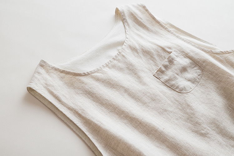 100% Linen Pleated Sleeveless Dress