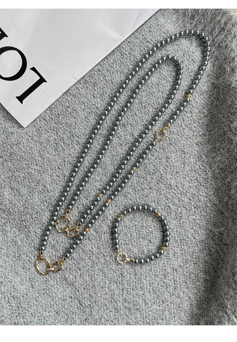 đ„ă4 in 1ăPearl Necklace & Bracelet Set â White/Grey Pearls, 6mm | Layered Look, Elegant, Womenâs Gift