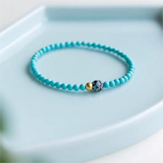 Lotus Grace · Turquoise Mini Bead Bracelet