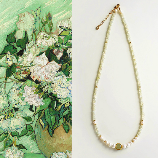 Moon Over Mountain Stream — Jade, Chalcedony & Pearl Necklace