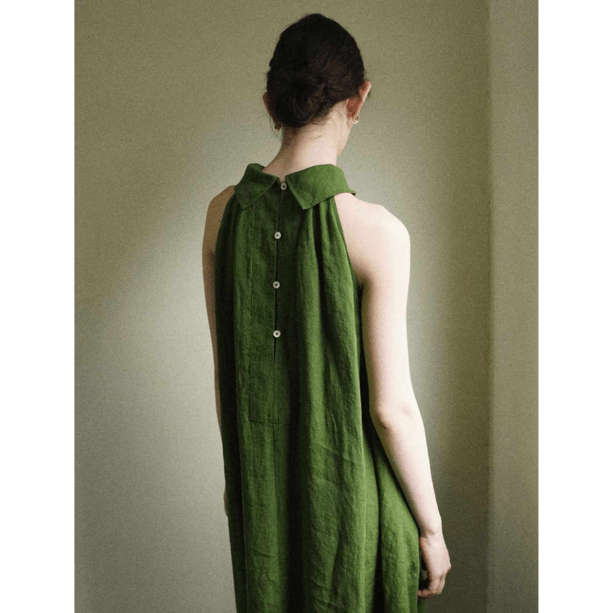 French Linen Halter Midi Dress