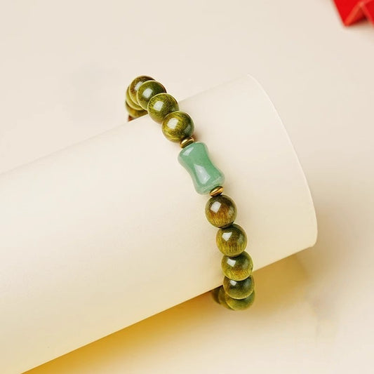 Verdant Grace｜Old Green Sandalwood Bracelet