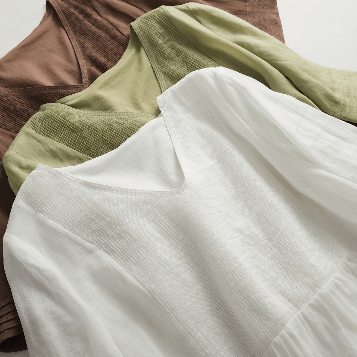 Layer Pleated Linen Midi Dress