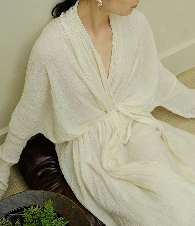 Breezy Cotton-Linen Wrap Maxi Dress