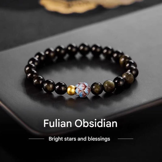 Blessed Lotus · Obsidian Bracelet