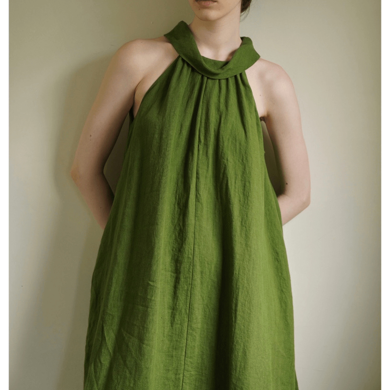 French Linen Halter Midi Dress