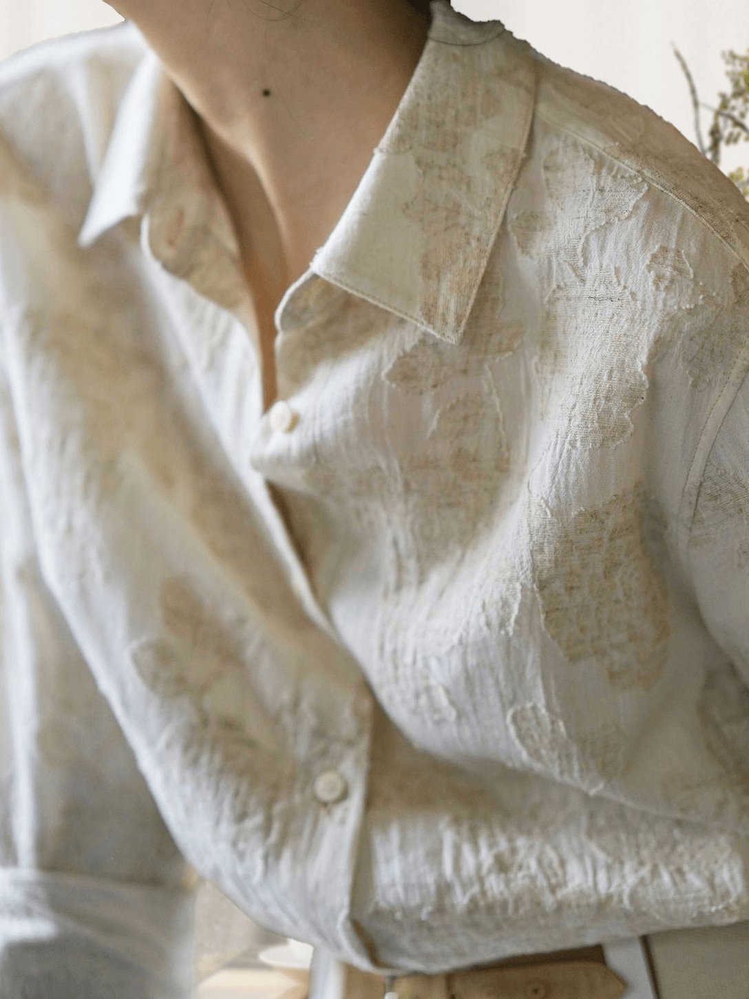 Botanical Textured Linen-Cotton Two-Piece Set