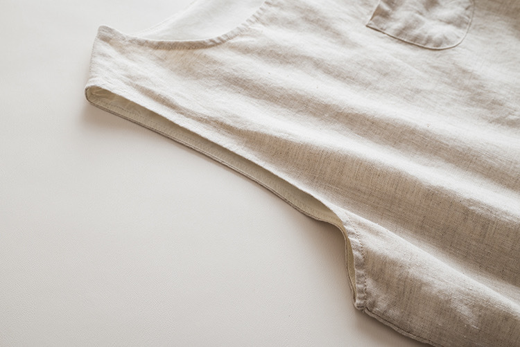100% Linen Pleated Sleeveless Dress
