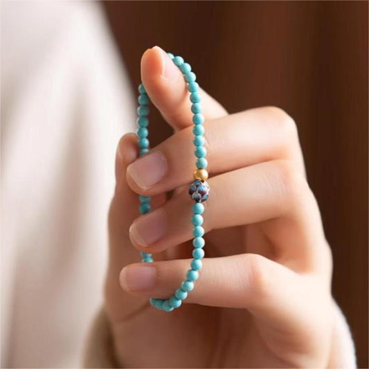 Lotus Grace · Turquoise Mini Bead Bracelet