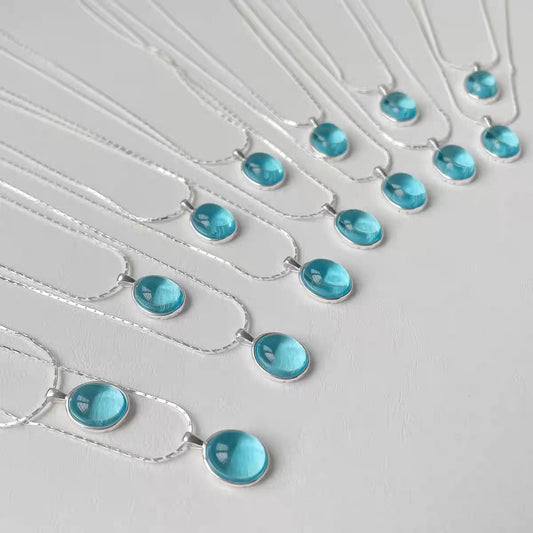 🩵 Oval Aquamarine Necklace – 925 Sterling Silver Minimalist Gem Pendant