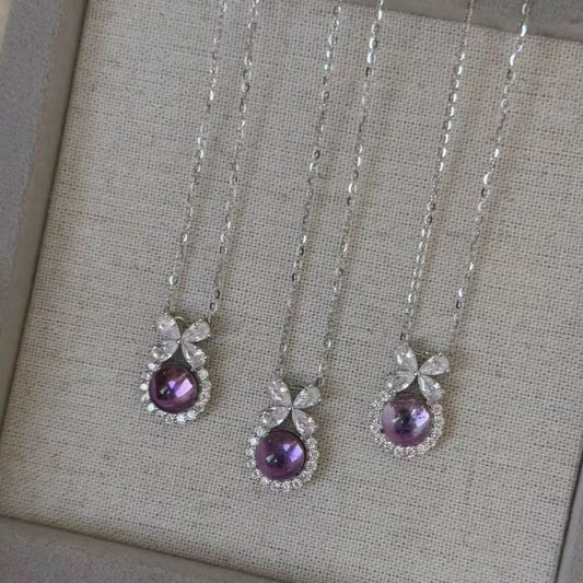 👑 Amethyst “Runaway Princess” Pendant – S925 Silver Gem Drop (No Chain)